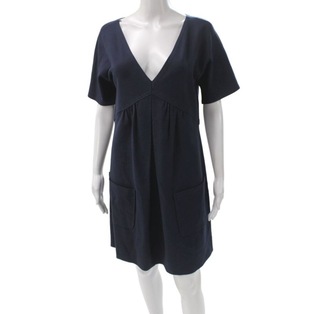 Rebecca Taylor Womens Shift Dress Blue V-Neck Short Sleeve Size L